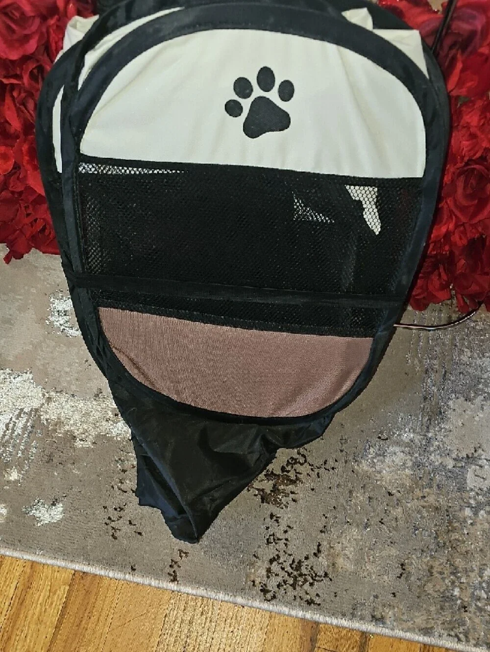 Collapsible Mesh Small Pet Playpen - Black and Cream Like NEW
